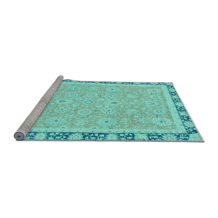 Sideview of Machine Washable Oriental Light Blue Traditional Rug, wshabs2824lblu