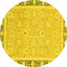 Round Oriental Yellow Traditional Rug, abs2824yw