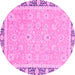 Round Oriental Pink Traditional Rug, abs2824pnk