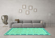 Machine Washable Oriental Turquoise Traditional Area Rugs in a Living Room,, wshabs2824turq