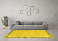 Machine Washable Oriental Yellow Traditional Rug, wshabs2824yw