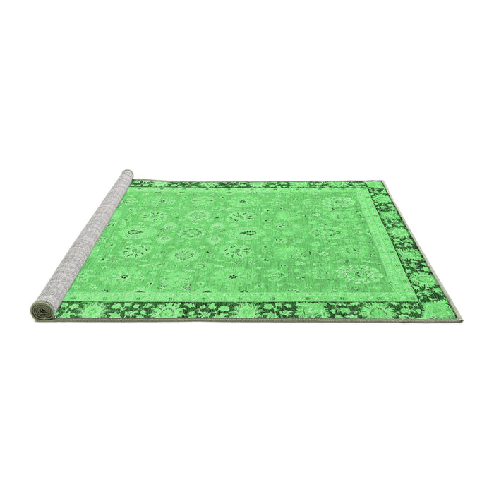 Sideview of Machine Washable Oriental Emerald Green Traditional Area Rugs, wshabs2824emgrn