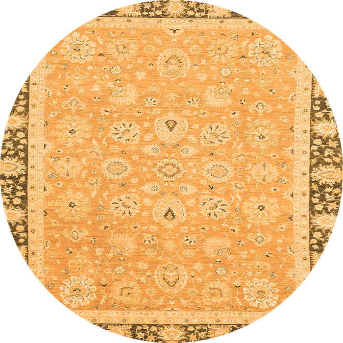 Round Machine Washable Oriental Orange Traditional Area Rugs, wshabs2824org