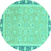 Round Oriental Turquoise Traditional Rug, abs2824turq