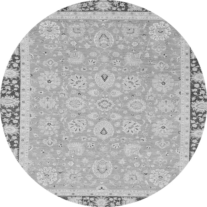 Round Machine Washable Oriental Gray Traditional Rug, wshabs2824gry