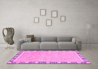 Machine Washable Oriental Pink Traditional Rug, wshabs2824pnk