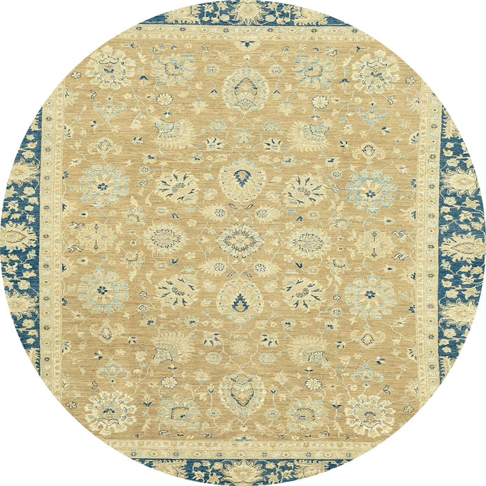 Round Abstract Copper Green Oriental Rug, abs2824
