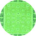 Round Machine Washable Oriental Green Traditional Area Rugs, wshabs2824grn