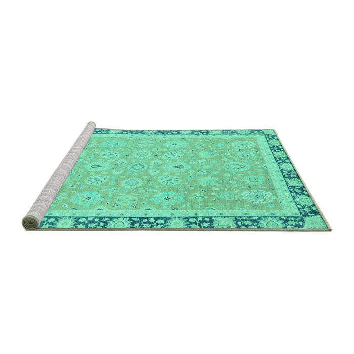 Sideview of Machine Washable Oriental Turquoise Traditional Area Rugs, wshabs2824turq