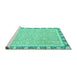 Sideview of Machine Washable Oriental Turquoise Traditional Area Rugs, wshabs2824turq