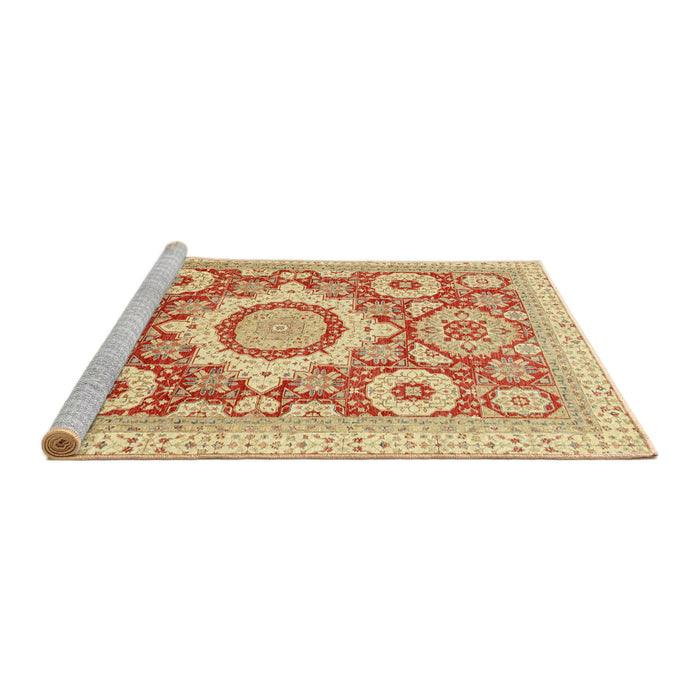 Sideview of Machine Washable Abstract Mustard Yellow Rug, wshabs2825