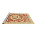 Sideview of Machine Washable Abstract Mustard Yellow Rug, wshabs2825