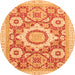 Round Abstract Orange Modern Rug, abs2825org