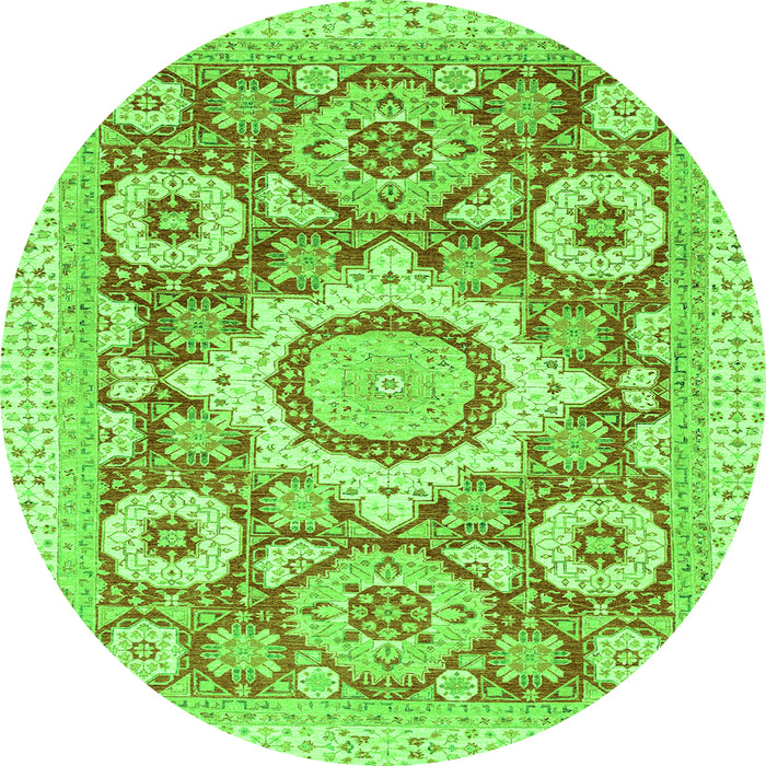 Round Abstract Green Modern Rug, abs2825grn