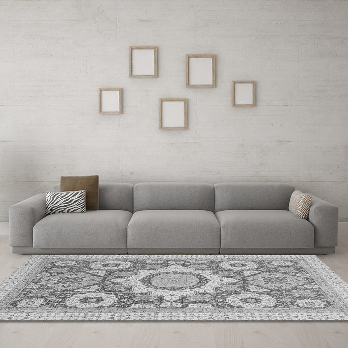 Machine Washable Abstract Gray Modern Rug in a Living Room,, wshabs2825gry