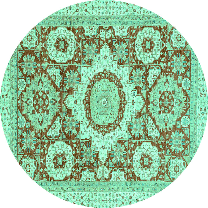 Round Machine Washable Abstract Turquoise Modern Area Rugs, wshabs2825turq