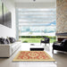 Square Abstract Mustard Yellow Modern Rug in a Living Room, abs2825