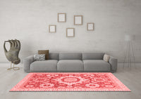 Machine Washable Abstract Red Modern Rug, wshabs2825red