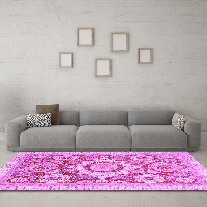 Machine Washable Abstract Purple Modern Area Rugs in a Living Room, wshabs2825pur