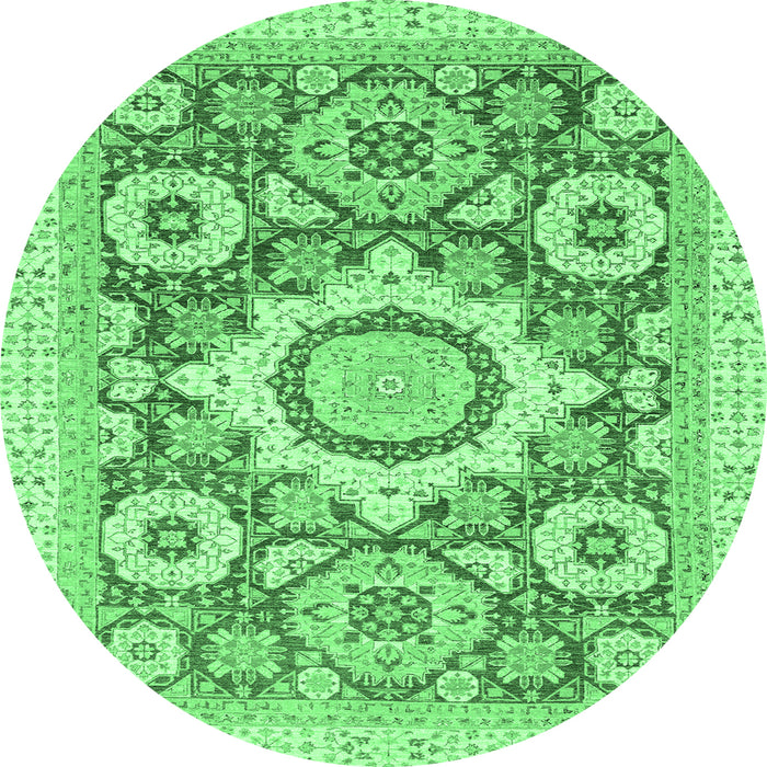 Round Abstract Emerald Green Modern Rug, abs2825emgrn