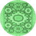 Round Abstract Emerald Green Modern Rug, abs2825emgrn