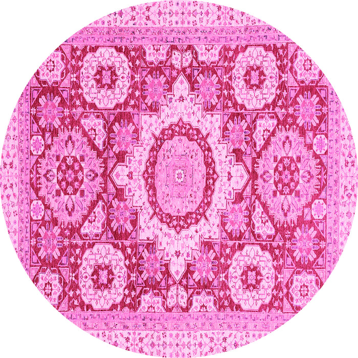 Round Machine Washable Abstract Pink Modern Rug, wshabs2825pnk