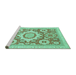 Sideview of Machine Washable Abstract Turquoise Modern Area Rugs, wshabs2825turq