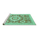 Sideview of Machine Washable Abstract Turquoise Modern Area Rugs, wshabs2825turq