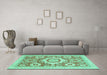 Machine Washable Abstract Turquoise Modern Area Rugs in a Living Room,, wshabs2825turq