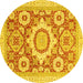 Round Abstract Yellow Modern Rug, abs2825yw