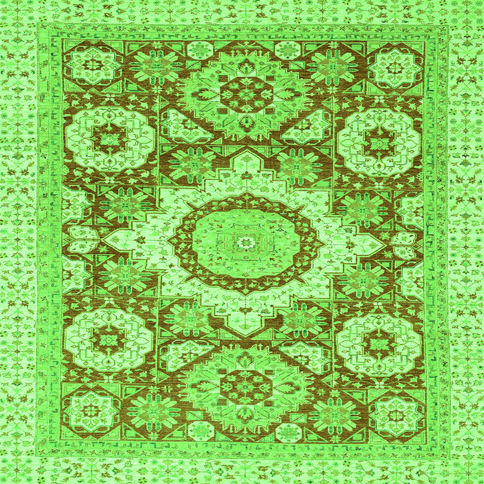 Square Machine Washable Abstract Green Modern Area Rugs, wshabs2825grn