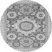 Round Machine Washable Abstract Gray Modern Rug, wshabs2825gry