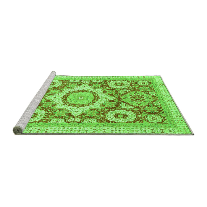 Sideview of Machine Washable Abstract Green Modern Area Rugs, wshabs2825grn