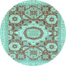 Round Abstract Light Blue Modern Rug, abs2825lblu