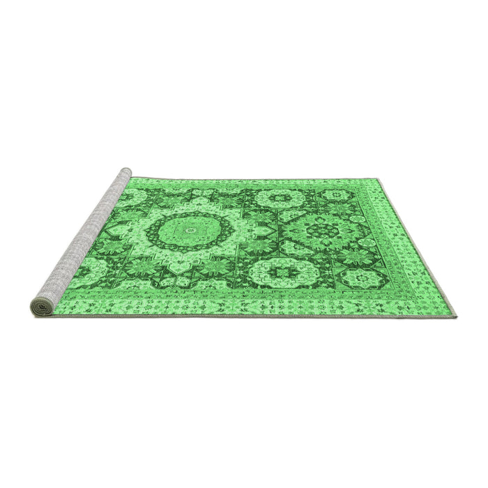 Sideview of Machine Washable Abstract Emerald Green Modern Area Rugs, wshabs2825emgrn