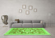 Machine Washable Abstract Green Modern Area Rugs in a Living Room,, wshabs2825grn