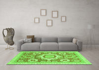 Machine Washable Abstract Green Modern Rug, wshabs2825grn