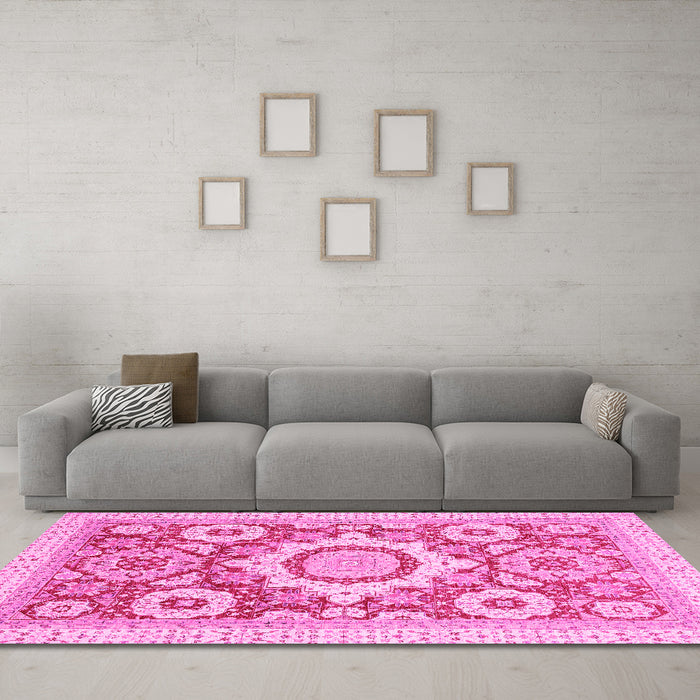 Machine Washable Abstract Pink Modern Rug in a Living Room, wshabs2825pnk