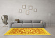 Machine Washable Abstract Yellow Modern Rug in a Living Room, wshabs2825yw