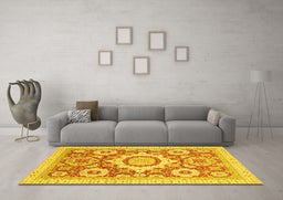 Machine Washable Abstract Yellow Modern Rug in a Living Room, wshabs2825yw