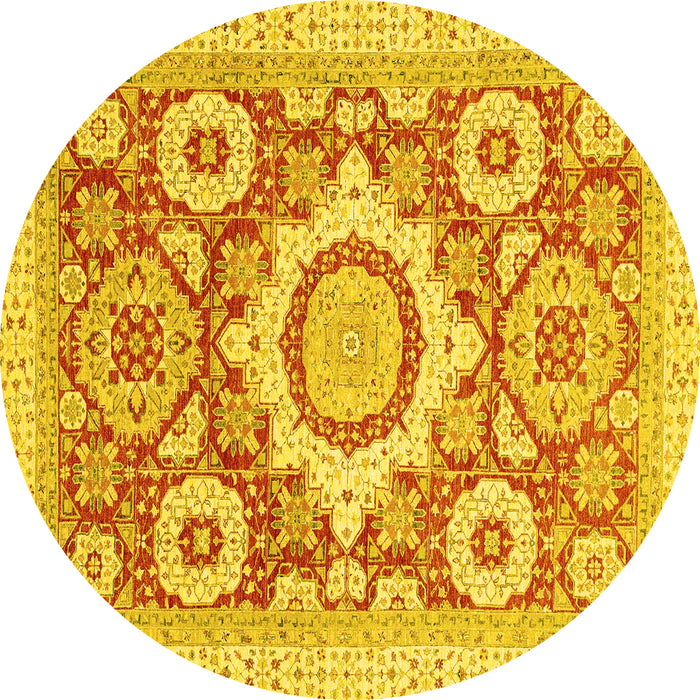 Round Machine Washable Abstract Yellow Modern Rug, wshabs2825yw