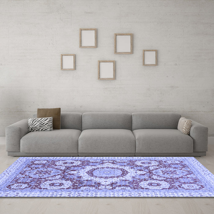 Machine Washable Abstract Blue Modern Rug in a Living Room, wshabs2825blu