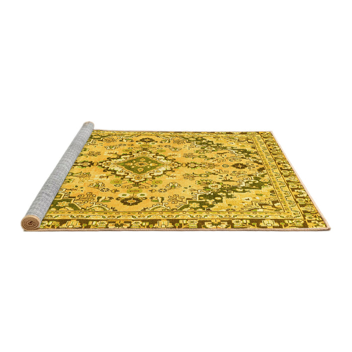 Sideview of Machine Washable Abstract Yellow Modern Rug, wshabs2826yw