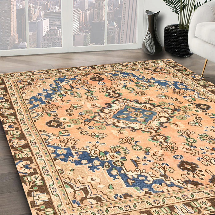 Machine Washable Abstract Yellow Rug in a Family Room, wshabs2826