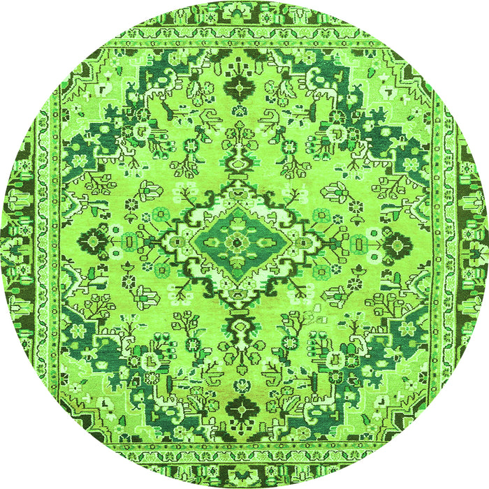 Round Abstract Green Modern Rug, abs2826grn