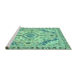 Sideview of Machine Washable Abstract Turquoise Modern Area Rugs, wshabs2826turq