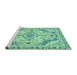 Sideview of Machine Washable Abstract Turquoise Modern Area Rugs, wshabs2826turq