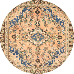Round Machine Washable Abstract Yellow Rug, wshabs2826