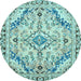 Round Machine Washable Abstract Light Blue Modern Rug, wshabs2826lblu