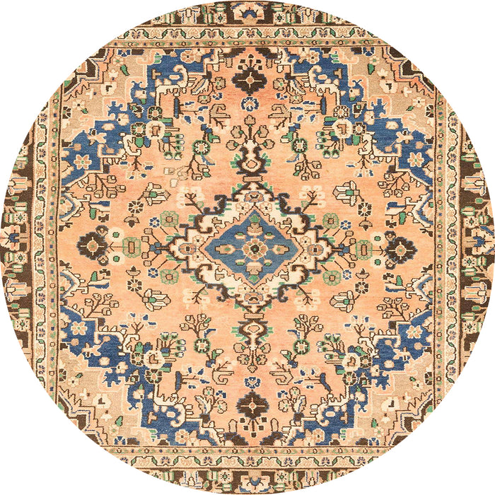 Round Abstract Yellow Modern Rug, abs2826